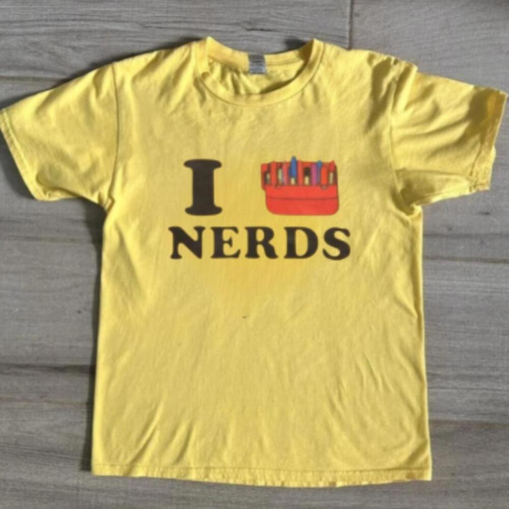 Yellow I Love Nerds Cotton T-Shirt